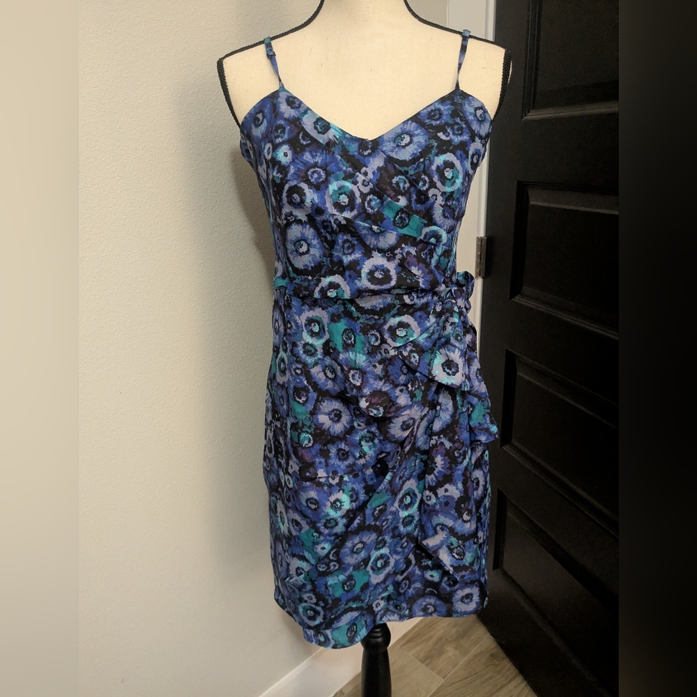 Lauren Conrad blue and purple summer dress w/spaghetti straps & back zipper